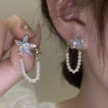 Diamant-Seestern-Perlenohrringe