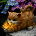 Solarlicht-Gartendekoration mit Katze und Schmetterling