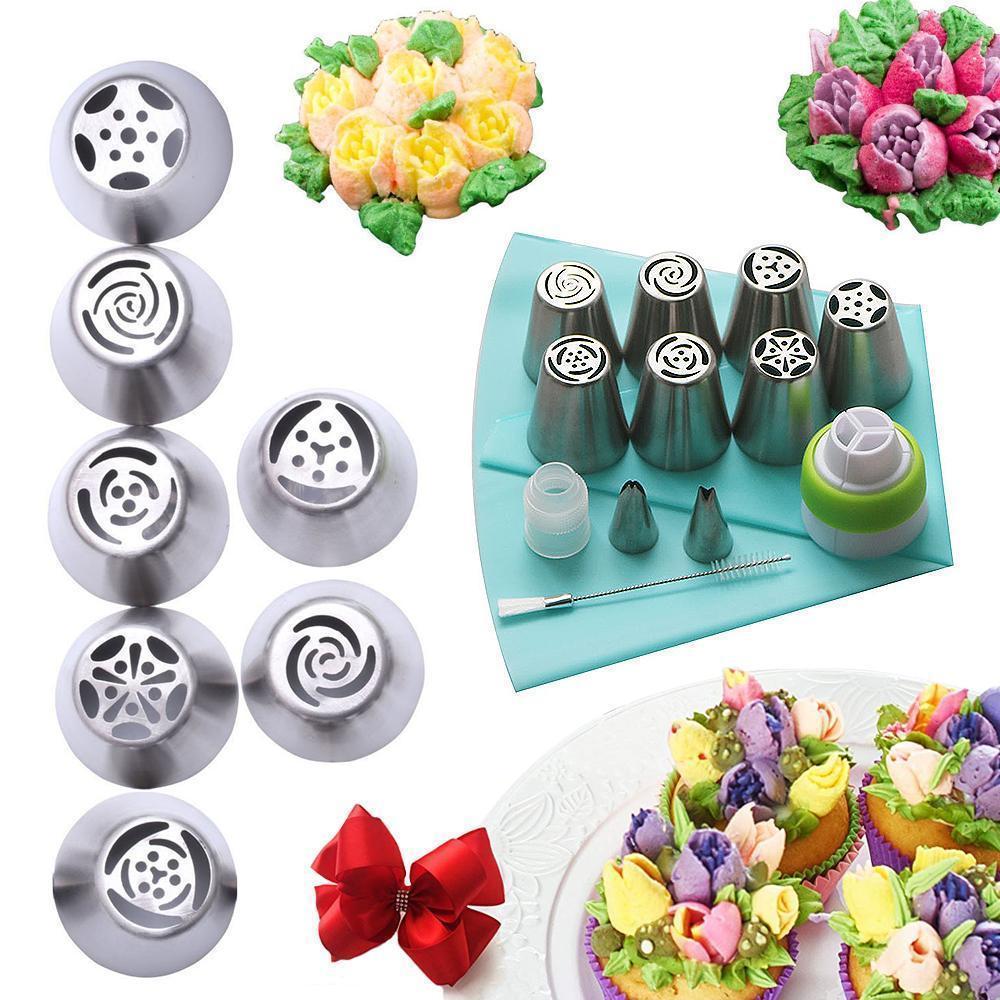 Edelstahltüllen-Set (13-teilig) für Cupcakes und Kuchendekoration