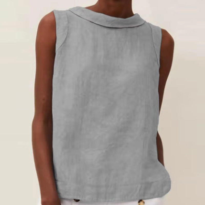 Einfarbiges T-Shirt aus Baumwolle und Leinen