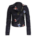 Modische Lederjacke mit Blumenmuster