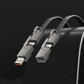 4-in-1 flaches, geflochtenes Anti-Tangle-Ladekabel mit Klettverschluss