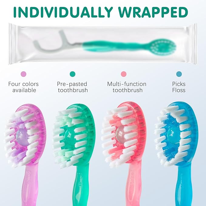 Mini-Zahnbürste, 5-in-1-Werkzeug (Zahnpasta + Zahnseide + Zahnstocher + Zungenschaber), tragbares Reiseset