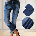 Gewaschene Jeans mit zerrissenem Tunnelzug und elastischem Bund