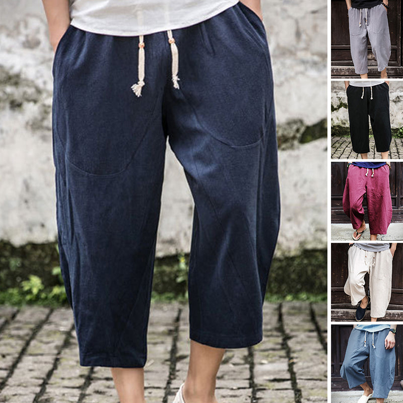Herren-Freizeithose aus lockerem Leinen