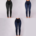 Zweireihige Skinny-Jeans mit hoher Taille