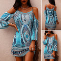 Bedrucktes Slip-Kleid mit Rundhalsausschnitt