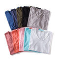 Schlichtes T-Shirt aus Slub-Baumwolle mit V-Ausschnitt