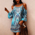 Bedrucktes Slip-Kleid mit Rundhalsausschnitt