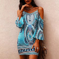 Bedrucktes Slip-Kleid mit Rundhalsausschnitt