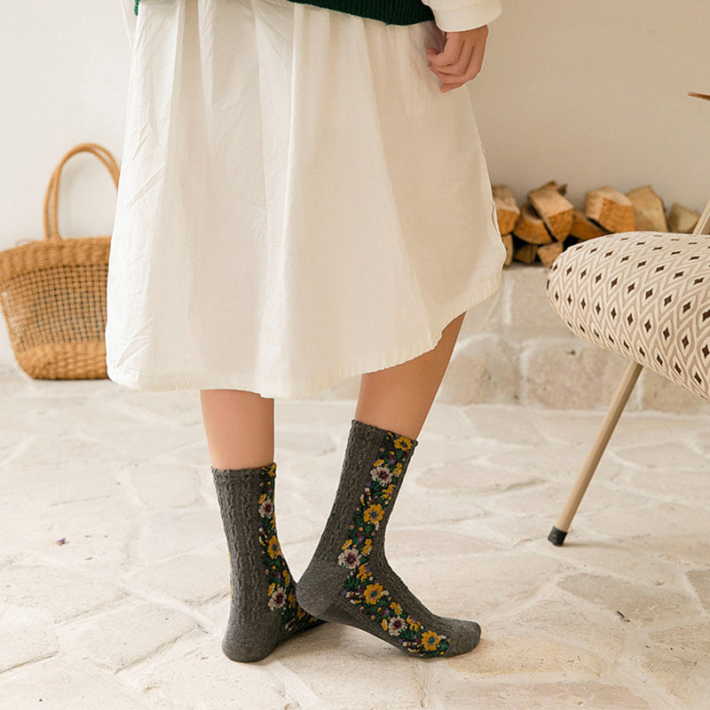 Crew-Socken aus Baumwolle im Vintage-Blumenstil Zweitbild