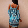 Bedrucktes Slip-Kleid mit Rundhalsausschnitt