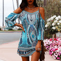 Bedrucktes Slip-Kleid mit Rundhalsausschnitt