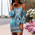 Bedrucktes Slip-Kleid mit Rundhalsausschnitt