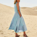 Ärmelloses Damenkleid aus Baumwolle und Leinen