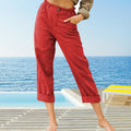 Lässige Damen-Hose aus Baumwollleinen mit hoher Taille
