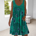 Damen Sommerkleid mit O-Ausschnitt, ärmellos, bedruckt