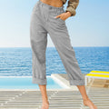 Lässige Damen-Hose aus Baumwollleinen mit hoher Taille