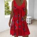 Damen Sommerkleid mit O-Ausschnitt, ärmellos, bedruckt