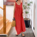 Ärmelloses Sling-Kleid aus Baumwollleinen