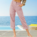 Lässige Damen-Hose aus Baumwollleinen mit hoher Taille
