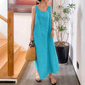 Ärmelloses Sling-Kleid aus Baumwollleinen