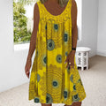 Damen Sommerkleid mit O-Ausschnitt, ärmellos, bedruckt