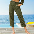 Lässige Damen-Hose aus Baumwollleinen mit hoher Taille