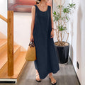 Ärmelloses Sling-Kleid aus Baumwollleinen