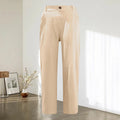 Lässige Damen-Hose aus Baumwollleinen mit hoher Taille