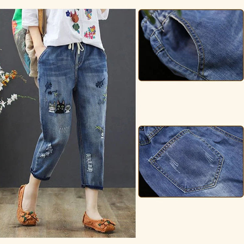 Lässige Retro-Jeans für Damen Zweitbild