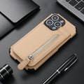 Brieftaschenhülle mit magnetischem Reißverschluss und Kreditkartenhalter für das iPhone