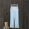 Lässige Damen-Hose aus Baumwollleinen mit hoher Taille