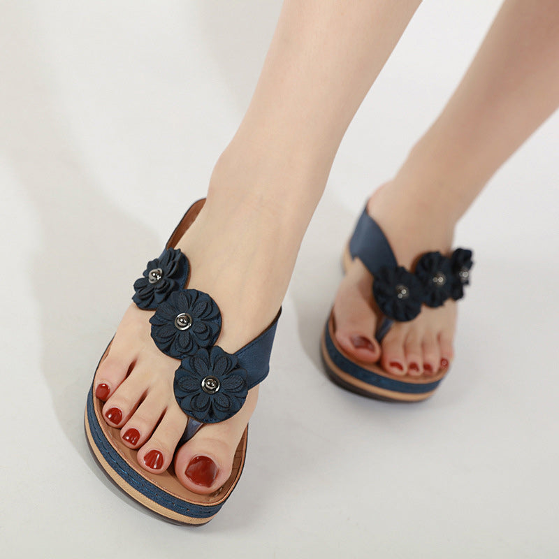 Leichte Blumen-Clip-Toe-Sandalen für Damen Zweitbild