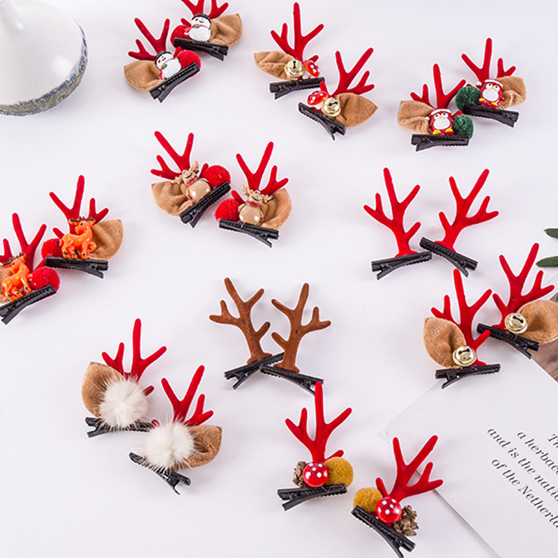Weihnachts-Haarnadeln aus neuem Geweih-Plüsch Zweitbild