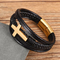 Mehrschichtiges Lederarmband im Cross-Stil