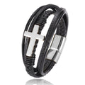 Mehrschichtiges Lederarmband im Cross-Stil