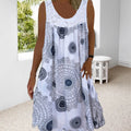 Damen Sommerkleid mit O-Ausschnitt, ärmellos, bedruckt