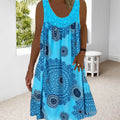 Damen Sommerkleid mit O-Ausschnitt, ärmellos, bedruckt