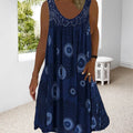 Damen Sommerkleid mit O-Ausschnitt, ärmellos, bedruckt