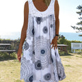 Damen Sommerkleid mit O-Ausschnitt, ärmellos, bedruckt
