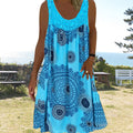Damen Sommerkleid mit O-Ausschnitt, ärmellos, bedruckt