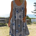Damen Sommerkleid mit O-Ausschnitt, ärmellos, bedruckt
