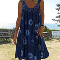 Damen Sommerkleid mit O-Ausschnitt, ärmellos, bedruckt