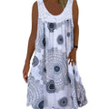Damen Sommerkleid mit O-Ausschnitt, ärmellos, bedruckt