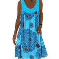 Damen Sommerkleid mit O-Ausschnitt, ärmellos, bedruckt