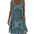 Damen Sommerkleid mit O-Ausschnitt, ärmellos, bedruckt
