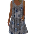 Damen Sommerkleid mit O-Ausschnitt, ärmellos, bedruckt