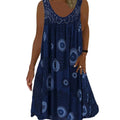 Damen Sommerkleid mit O-Ausschnitt, ärmellos, bedruckt