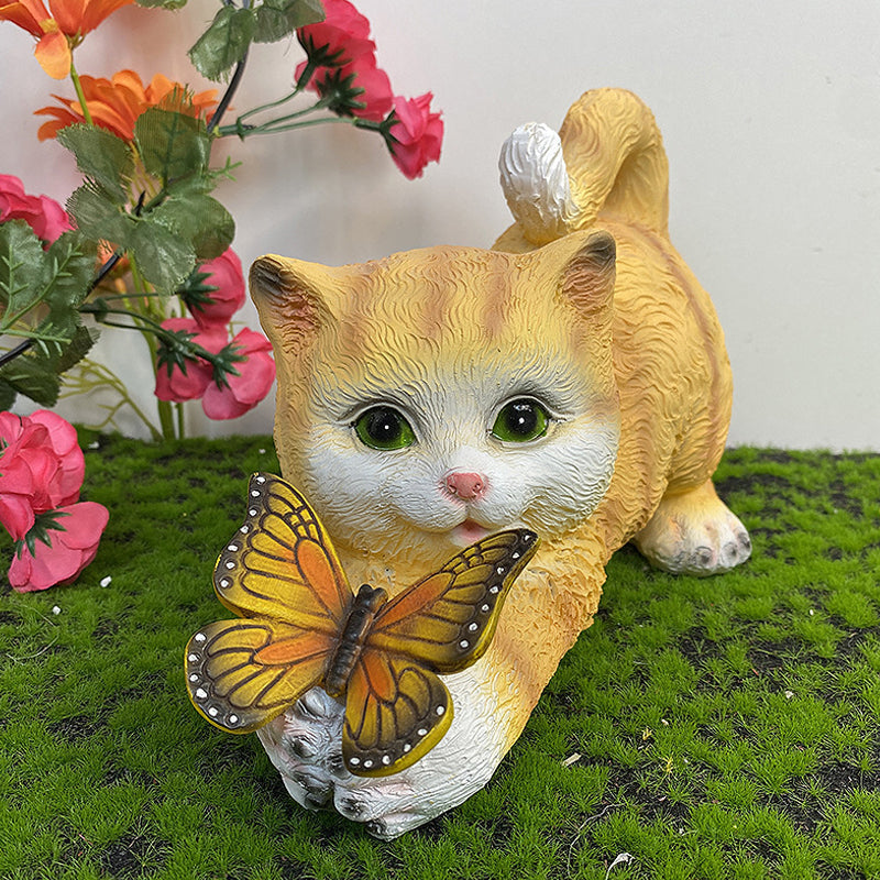 Solarlicht-Gartendekoration mit Katze und Schmetterling Zweitbild